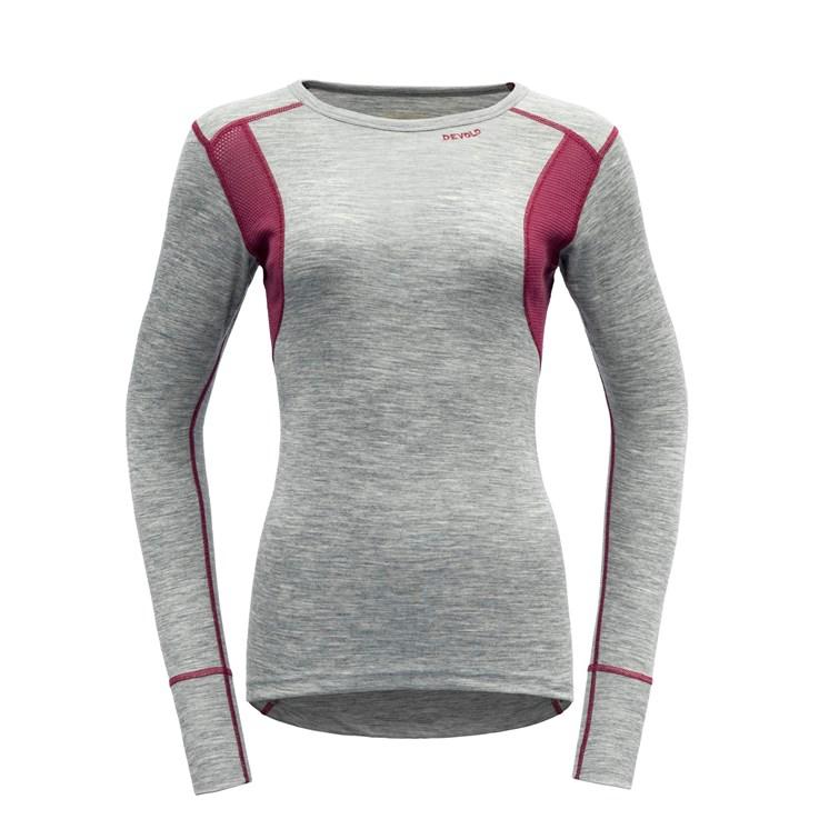 Devold W's Hiking Shirt - 100% Merino Wool Grey Melange Beetroot Shirt