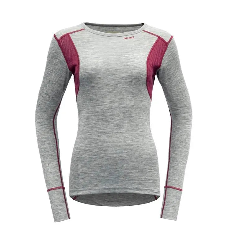 Devold W's Hiking Shirt - 100% Merino Wool Grey Melange Beetroot Shirt
