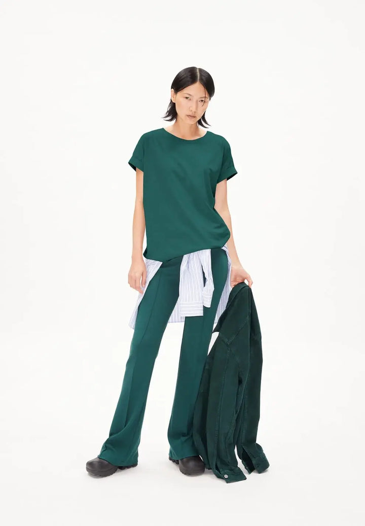 Armedangels W's Idaara T-shirt - 100% Organic cotton Teal Stone Shirt