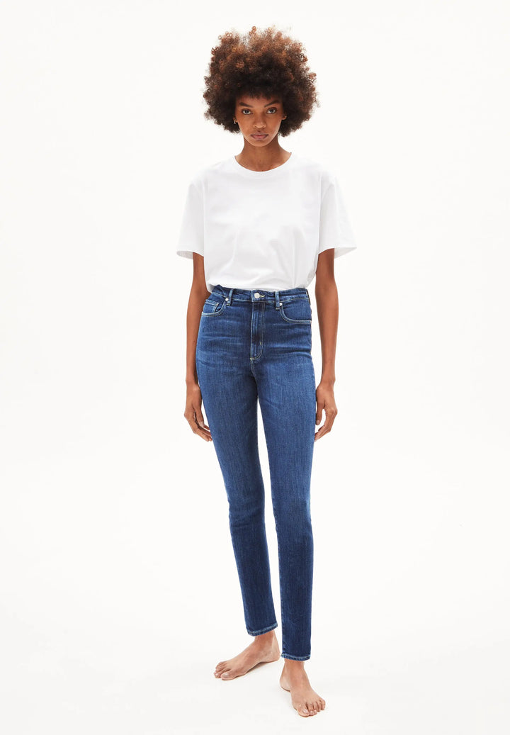 W's Ingaa - High Waist Skinny Jeans Denim - Organic cotton Pants Armedangels Washed Lapis 25 32