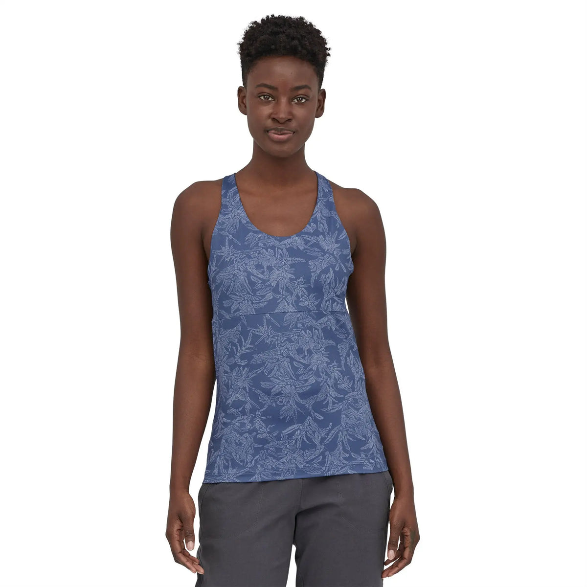 W's Mibra Tank Top - Recycled Polyester Shirt Patagonia Monkey Flower: Current Blue S