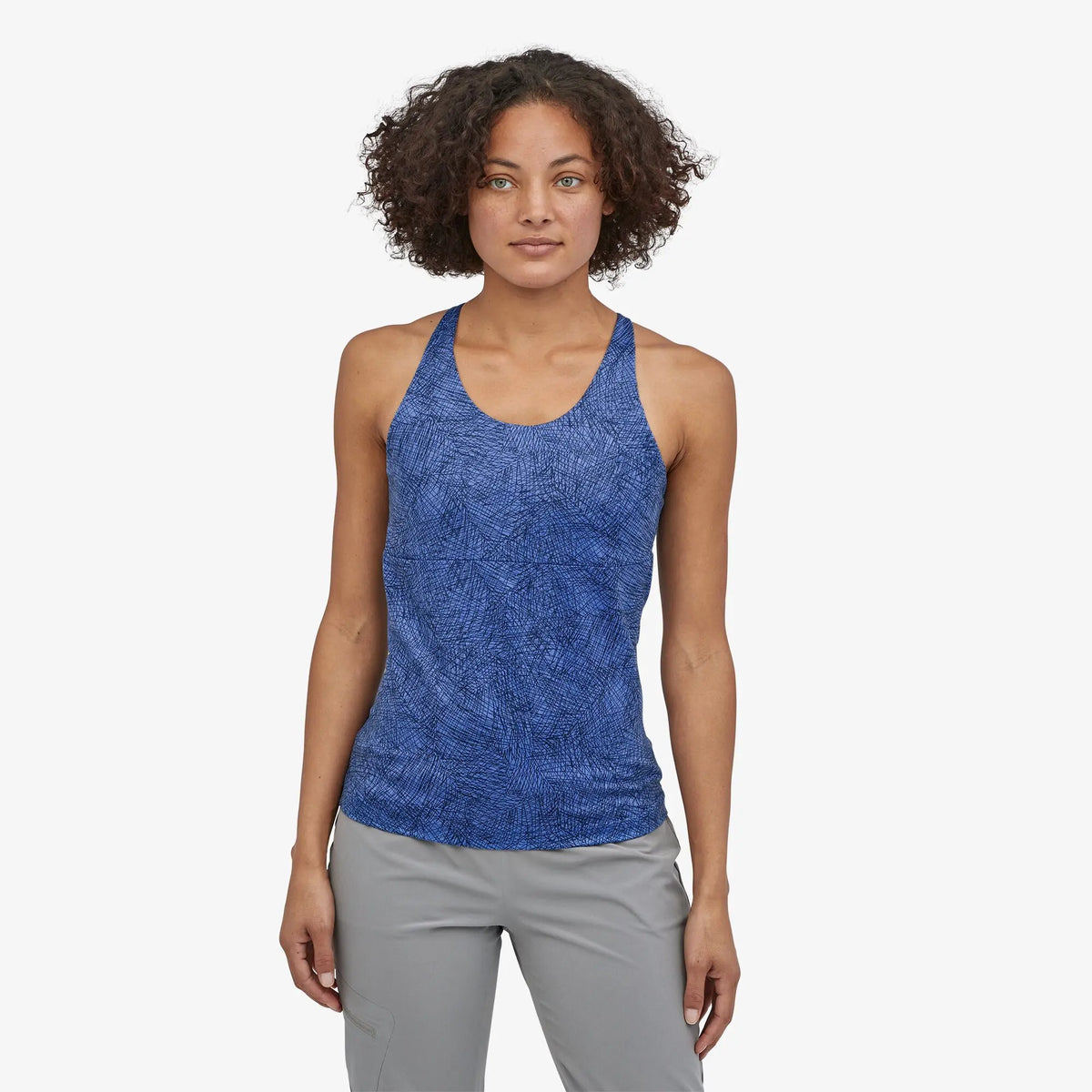 W's Mibra Tank Top - Recycled Polyester Shirt Patagonia Mesh Net: Float Blue L