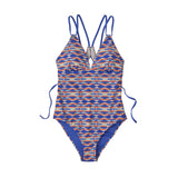 W's Nanogrip Sunset Swell Swimsuit - Recycled Plastic Swimwear Patagonia Coast Highway Small: Float Blue S