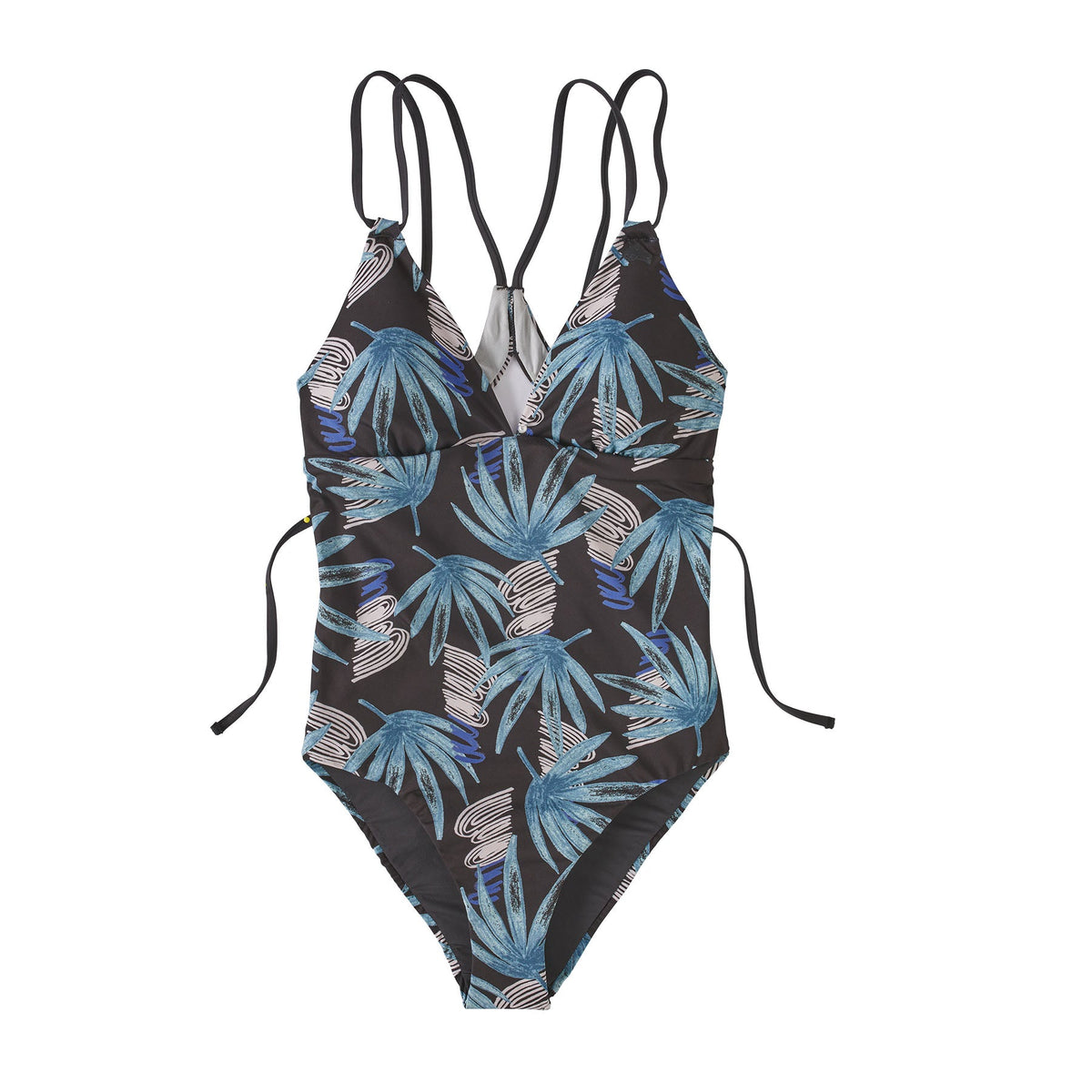 W's Nanogrip Sunset Swell Swimsuit - Recycled Plastic Swimwear Patagonia Tropical Ecuador: Ink Black S