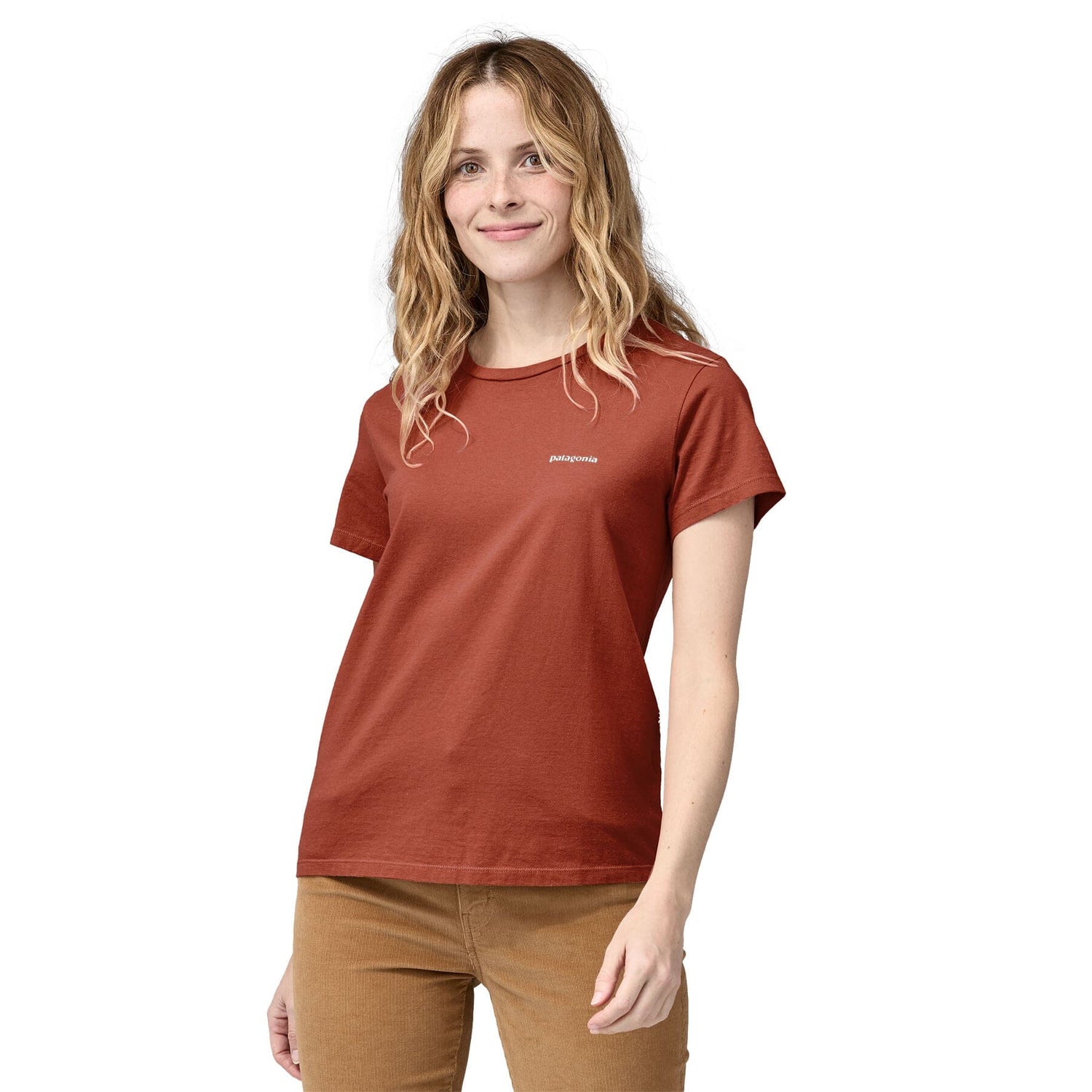Patagonia W's P-6 Mission Organic T-Shirt - 100% Organic Cotton Burl Red Shirt