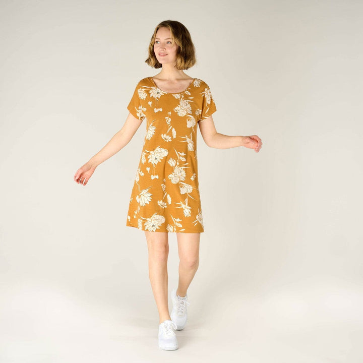 W's Padma Tie Back Dress - Modal & Organic cotton Dress Sherpa Caramel Lotus S