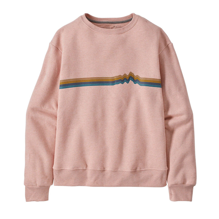 W's Ridge Rise Stripe Uprisal Crew Sweatshirt - Recycled Polyester & Recycled Cotton Shirt Patagonia Cozy Peach S