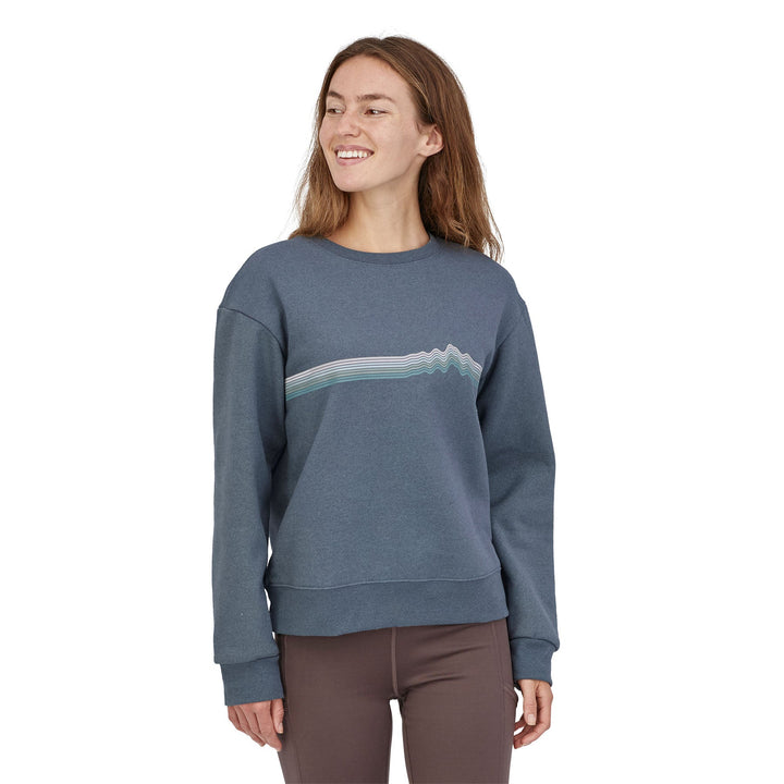 W's Ridge Rise Stripe Uprisal Crew Sweatshirt - Recycled Polyester & Recycled Cotton Shirt Patagonia Plume Grey S