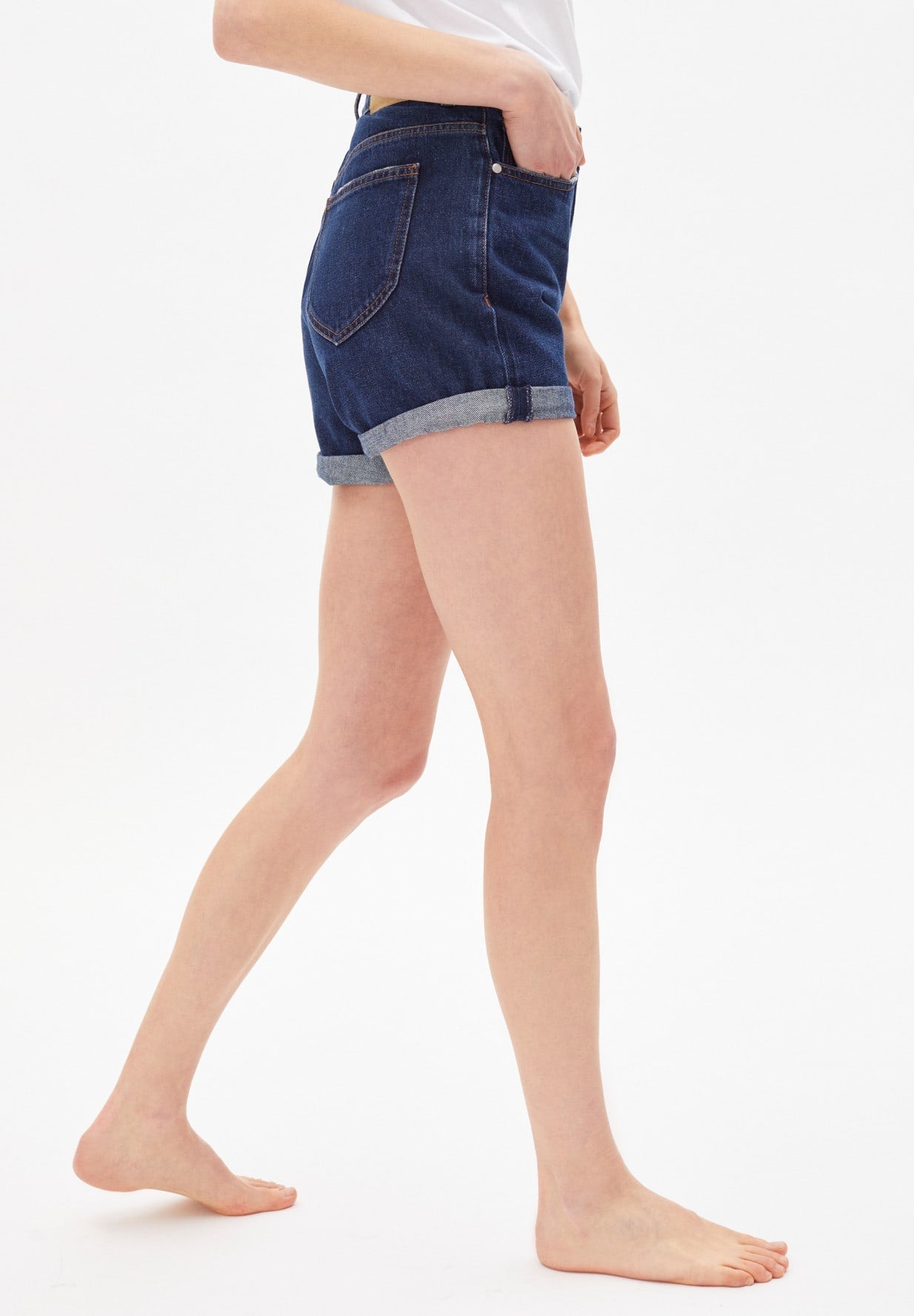 Armedangels W's Silvaa Denim shorts - 100% Organic cotton Simple Blue Pants