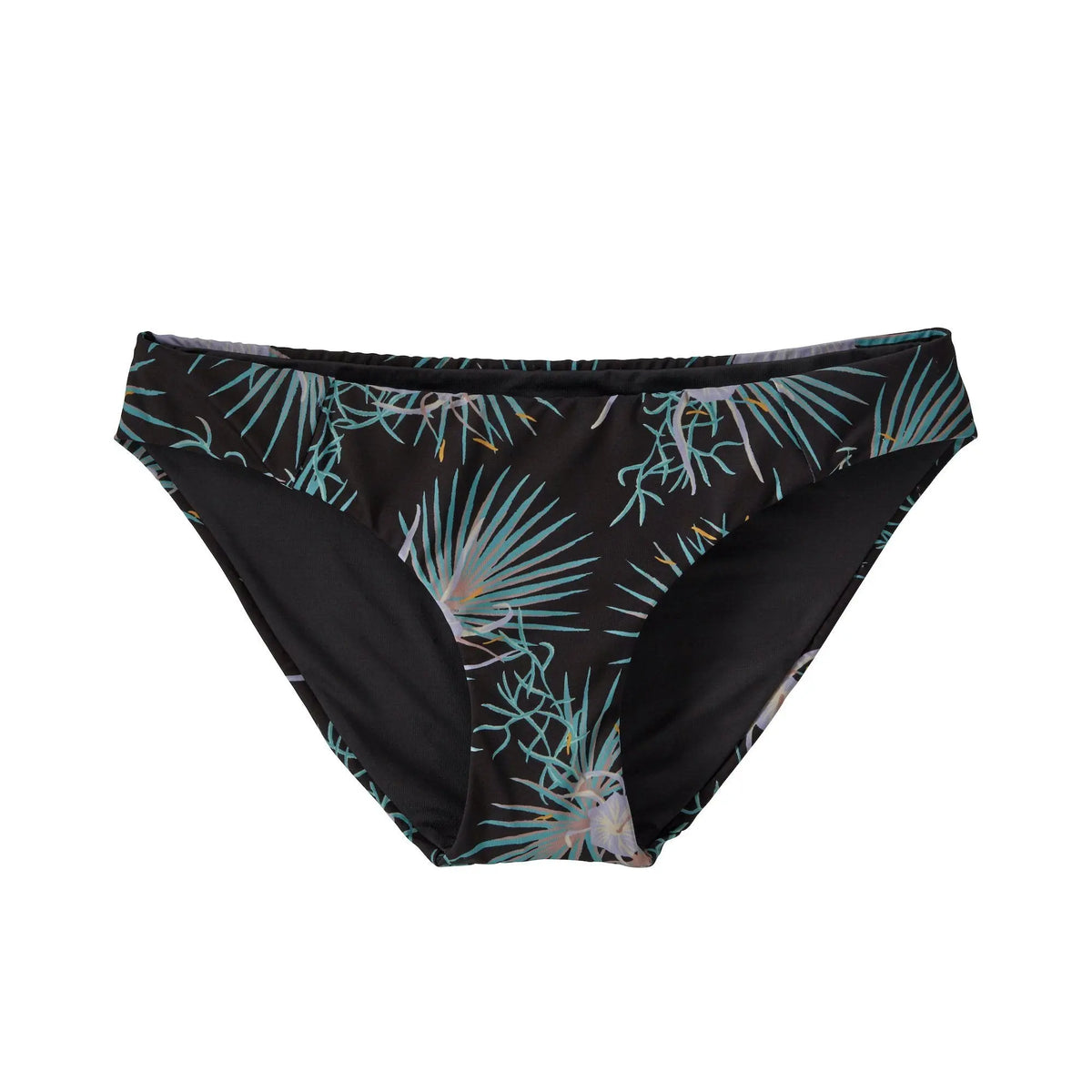 W's Sunamee Bikini Bottoms - Recycled Nylon Swimwear Patagonia Bayou Palmetto: Ink Black XL