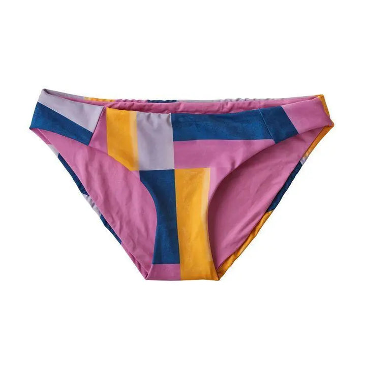 W's Sunamee Bikini Bottoms - Recycled Nylon Swimwear Patagonia Patchwork Watercolor: Marble Pink S