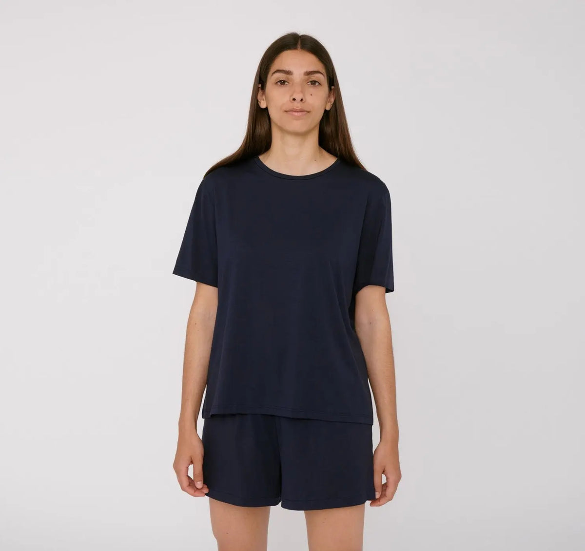 W's TENCEL Lite Tee Shirt Organic Basics Navy XS