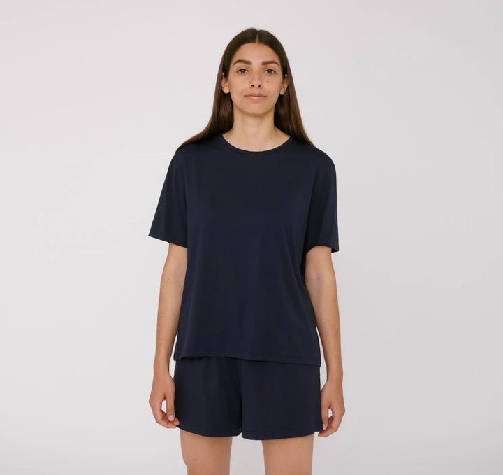 W's TENCEL Lite Tee Shirt Organic Basics Navy XS