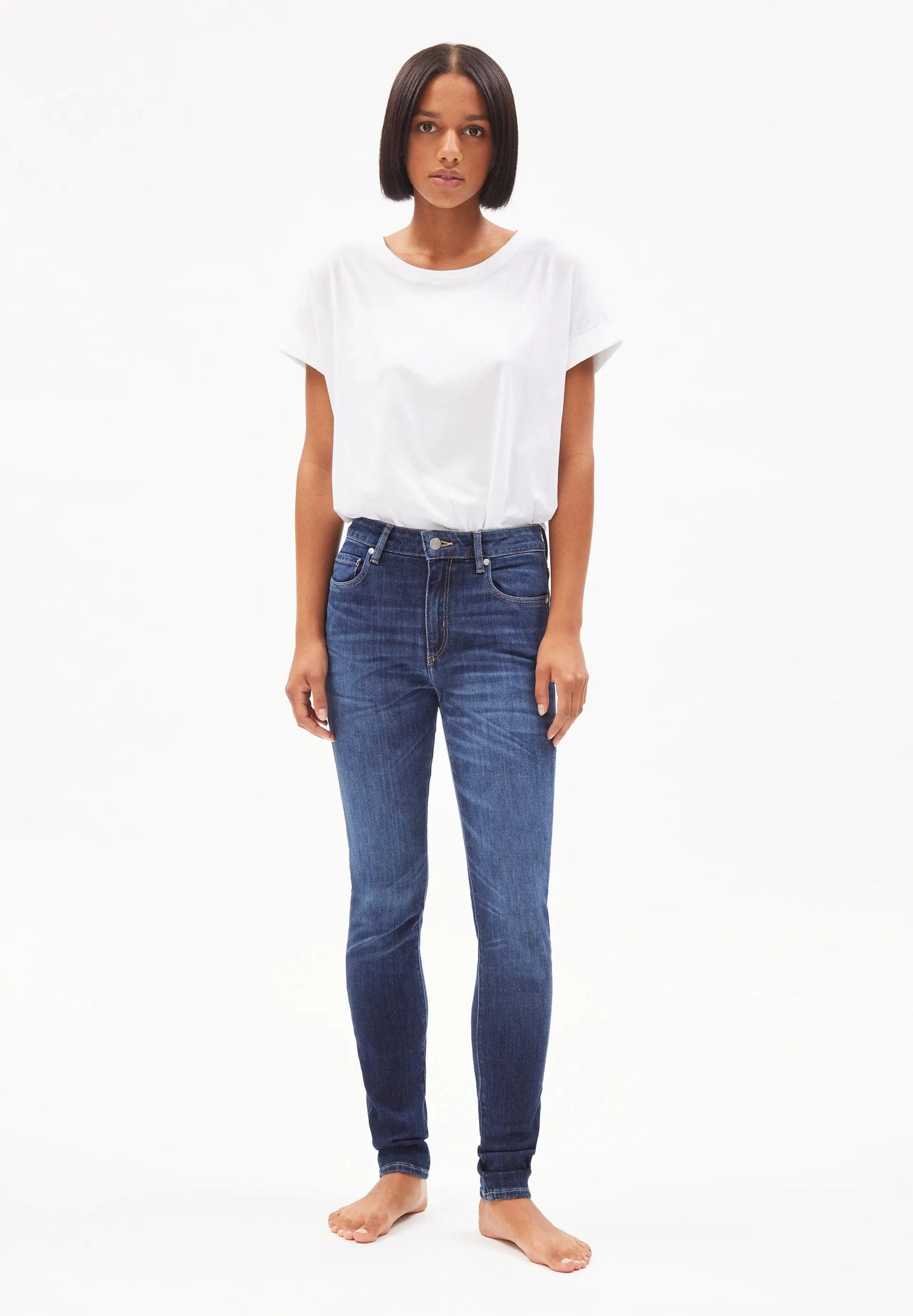 Armedangels W's Tillaa - Skinny Fit Mid Waist - Organic cotton Dark Ink Pants