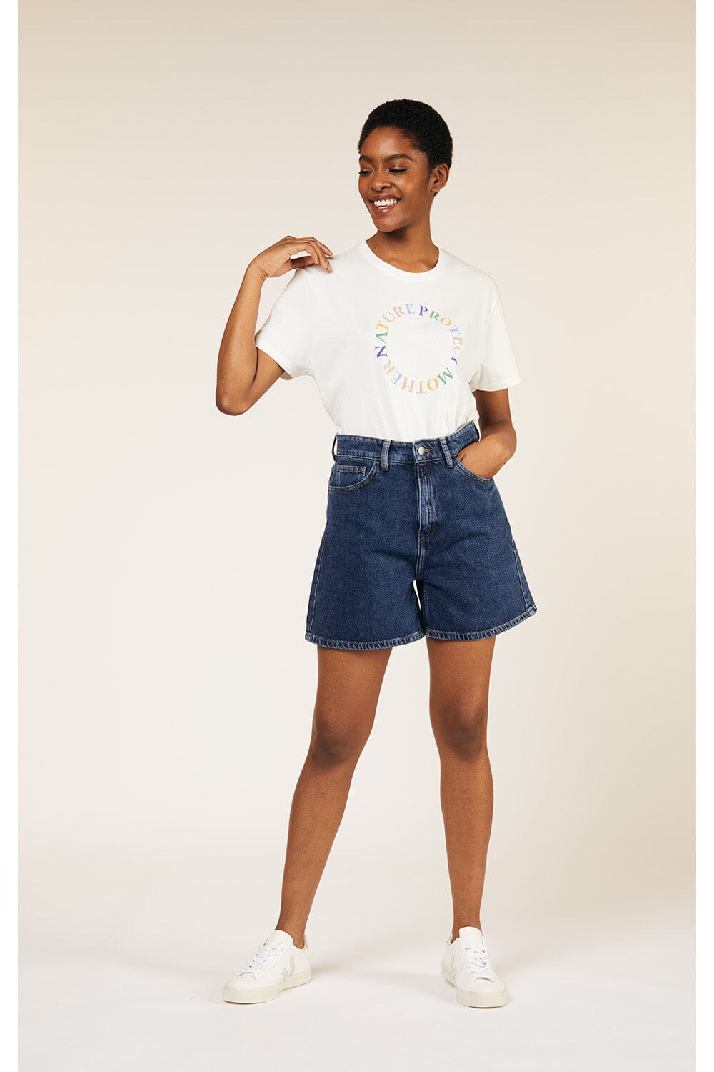 People Tree Yetta Denim Shorts - 100% Organic Cotton Blue Pants