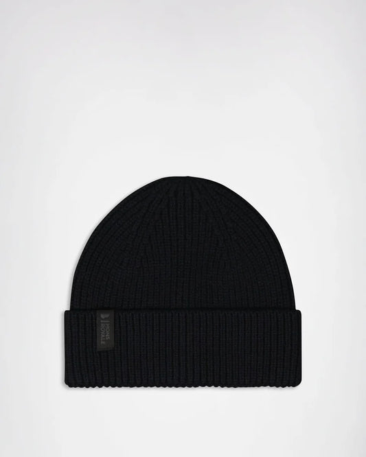 Mons Royale Unisex Fjord Merino Beanie - 100% Merino Wool Black Headwear