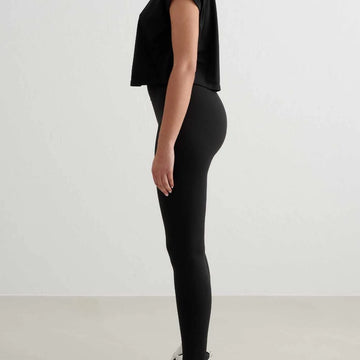 Aimn Soft Basic Roll Sleeve Top Black Tops