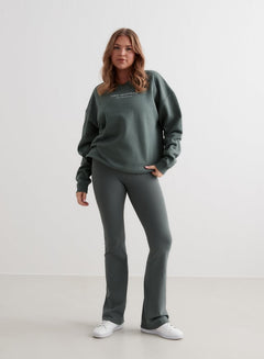 Aimn Serif Sweatshirt Sage Sweaters