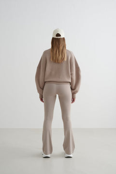 Aimn College Knitted Half Zip Dark Clay Sweaters