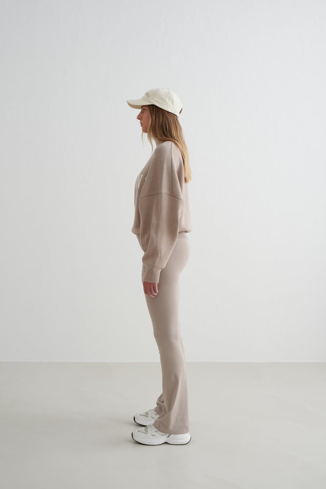 Aimn College Knitted Half Zip Dark Clay Sweaters