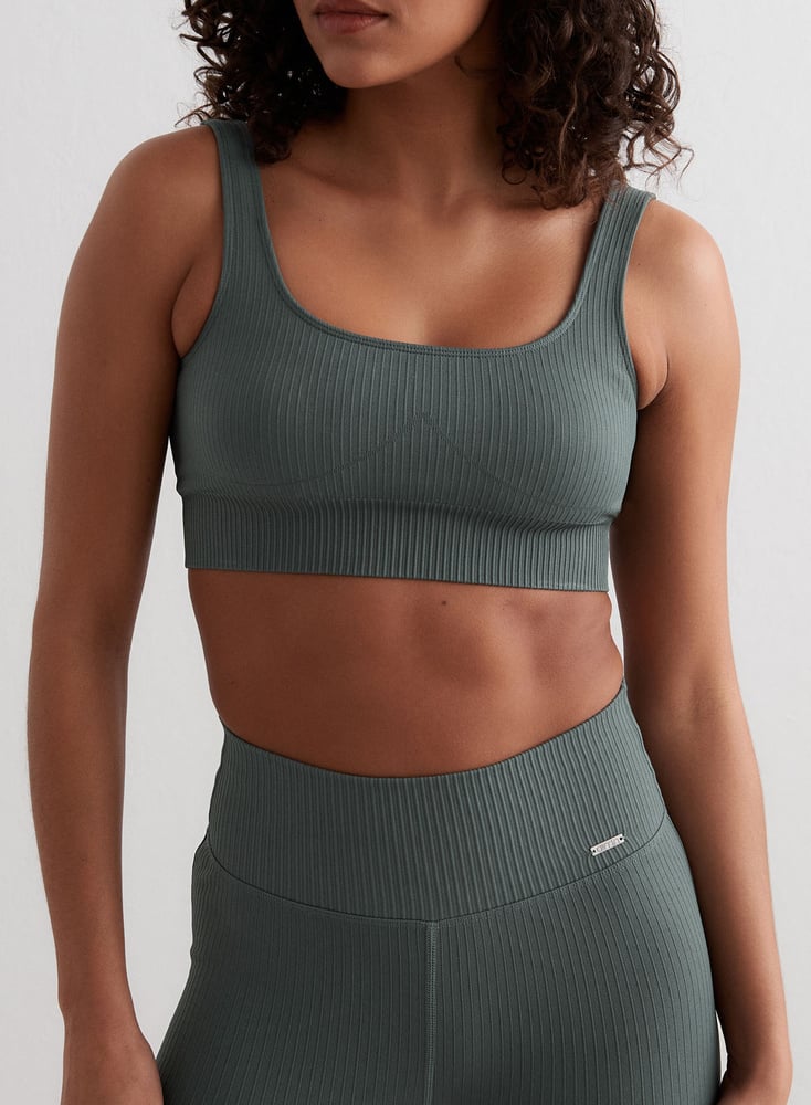 Aimn Ribbed Seamless Bra Sage Bra