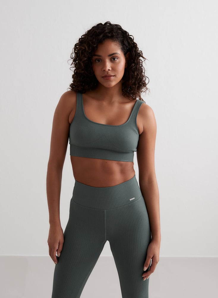 Aimn Ribbed Seamless Bra Sage Bra
