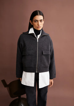 Armedangels W's Joaniaas Jacket - Organic Cotton & Wool Steel Melange Jacket