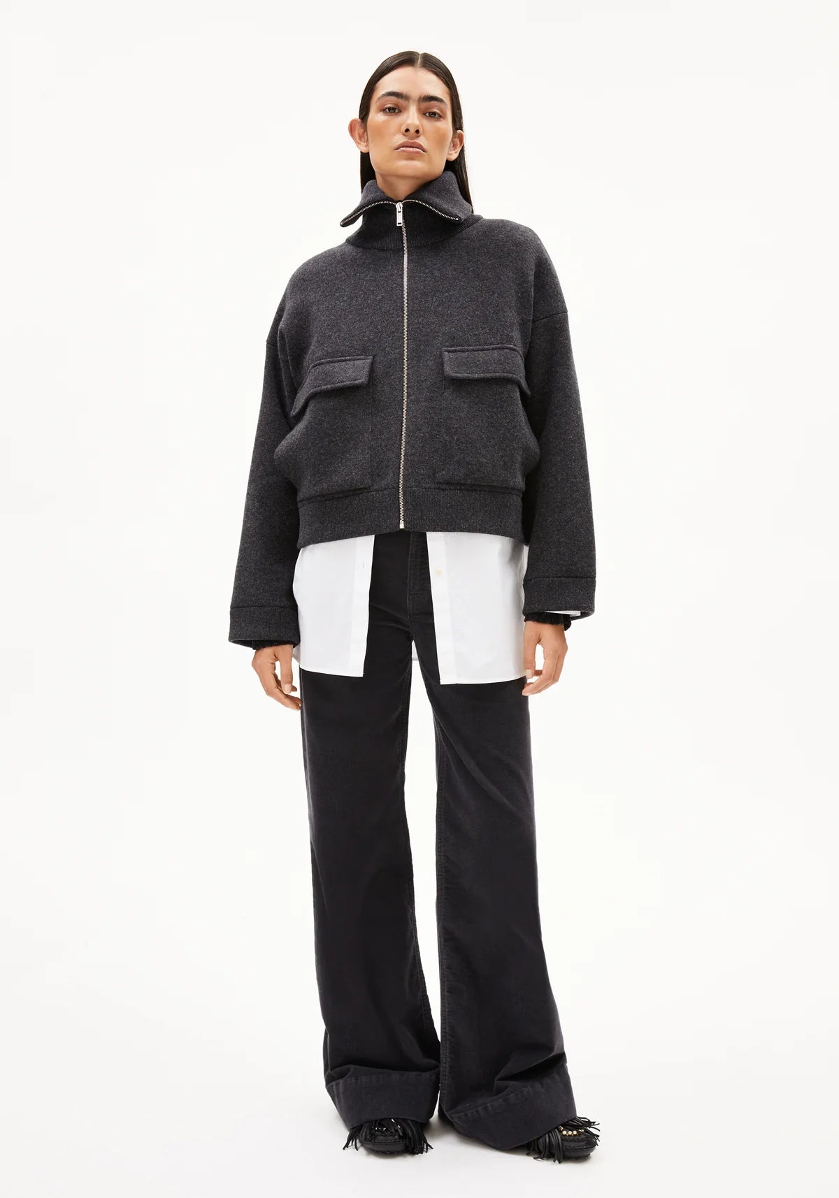 Armedangels W's Joaniaas Jacket - Organic Cotton & Wool Steel Melange Jacket