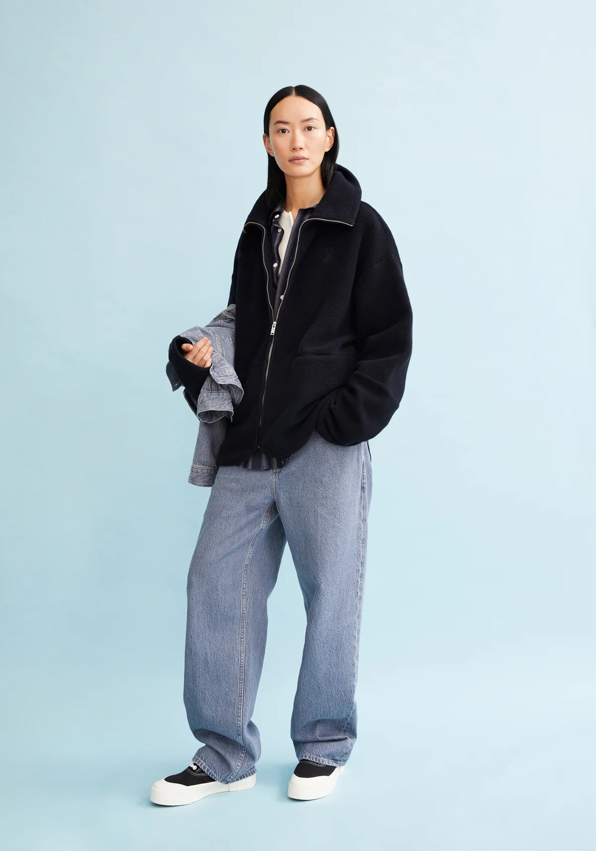 Armedangels W's Anaawil Cotton Fleece Jacket - 100% Organic Cotton Black Jacket