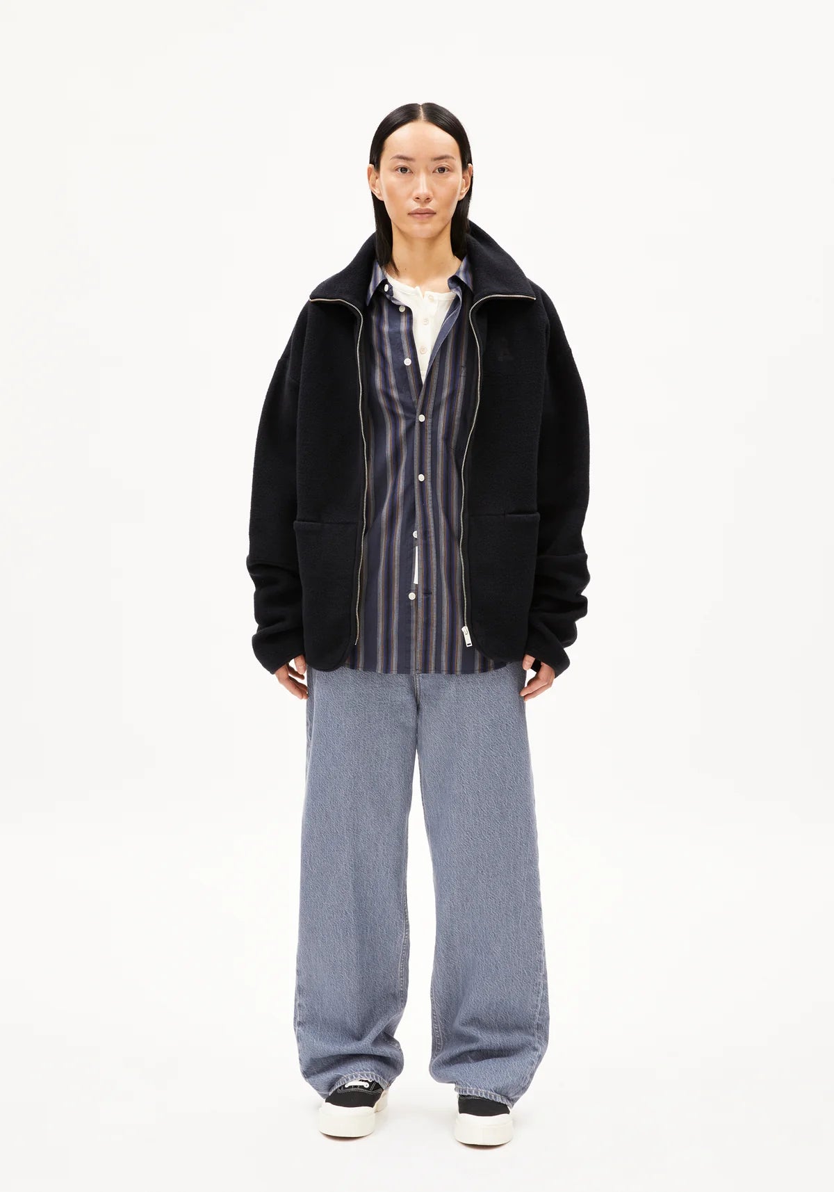 Armedangels W's Anaawil Cotton Fleece Jacket - 100% Organic Cotton Black Jacket