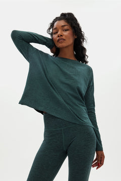 Girlfriend Collective ReSet Long Sleeve Tee - Recycled PET Moss Shirt