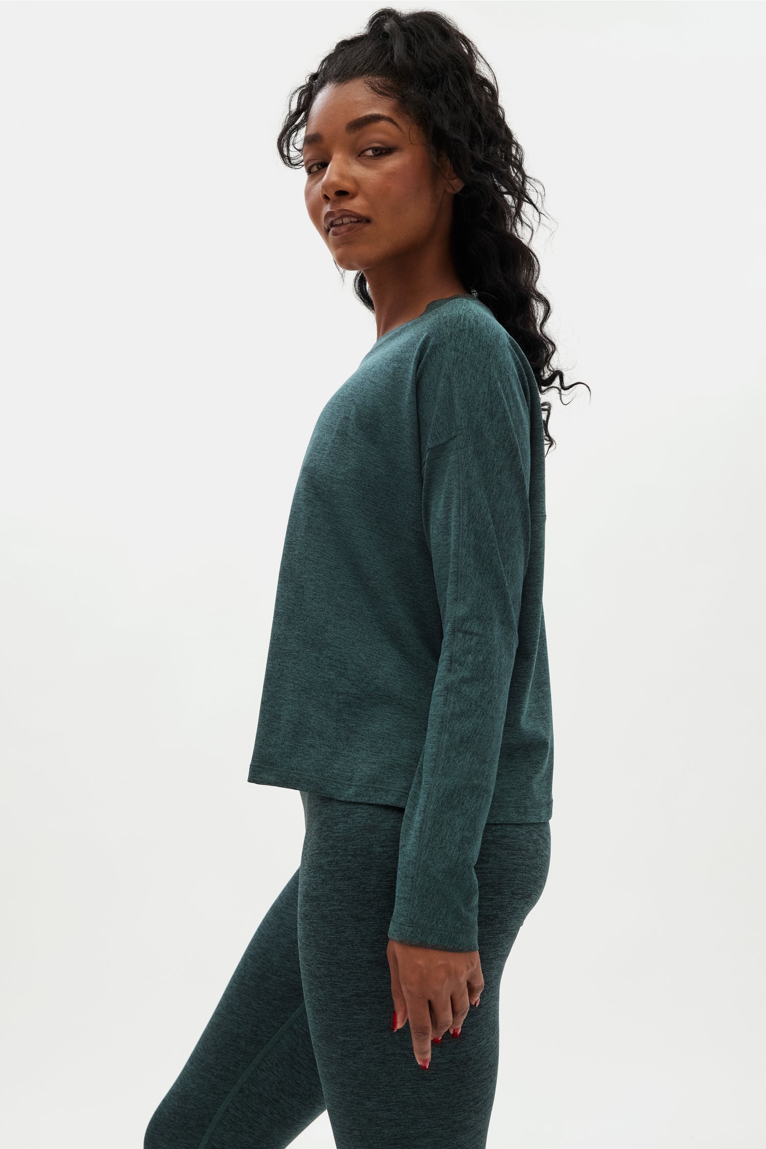 Girlfriend Collective ReSet Long Sleeve Tee - Recycled PET Moss Shirt