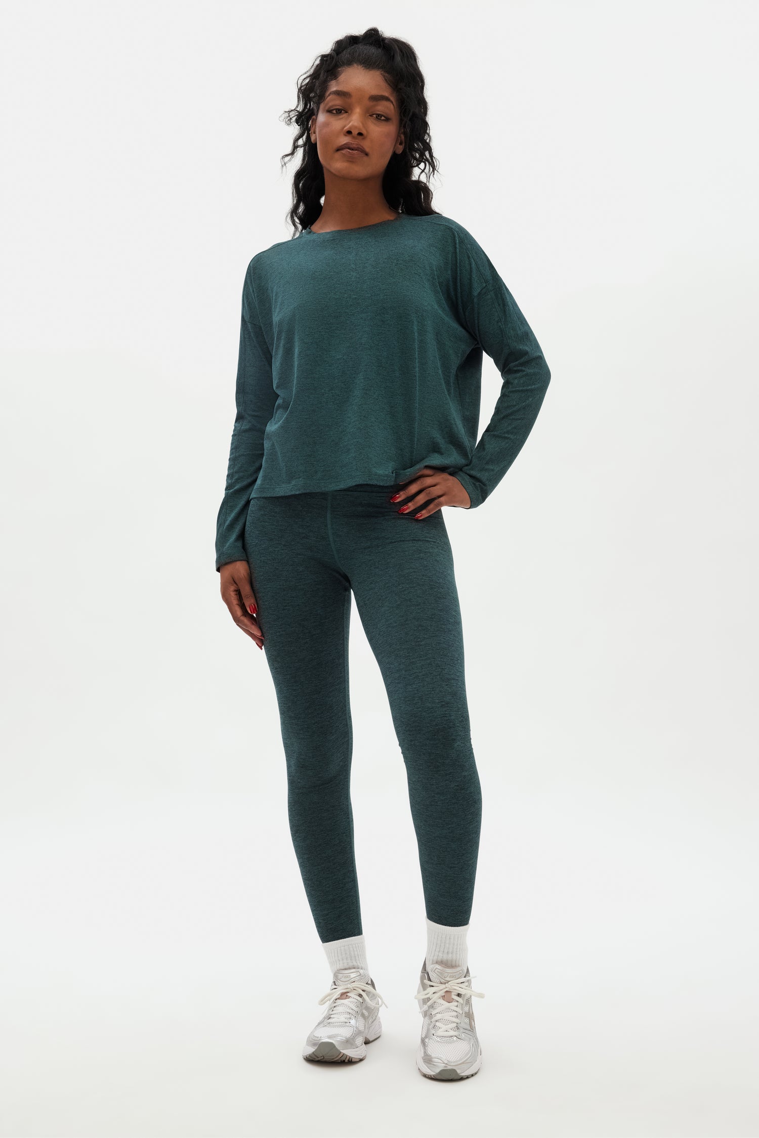 Girlfriend Collective ReSet Long Sleeve Tee - Recycled PET Moss Shirt