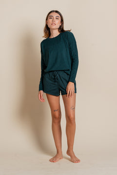 Girlfriend Collective ReSet Long Sleeve Tee - Recycled PET Moss Shirt