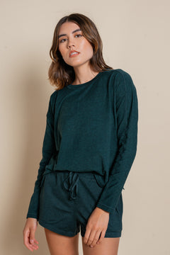 Girlfriend Collective ReSet Long Sleeve Tee - Recycled PET Moss Shirt