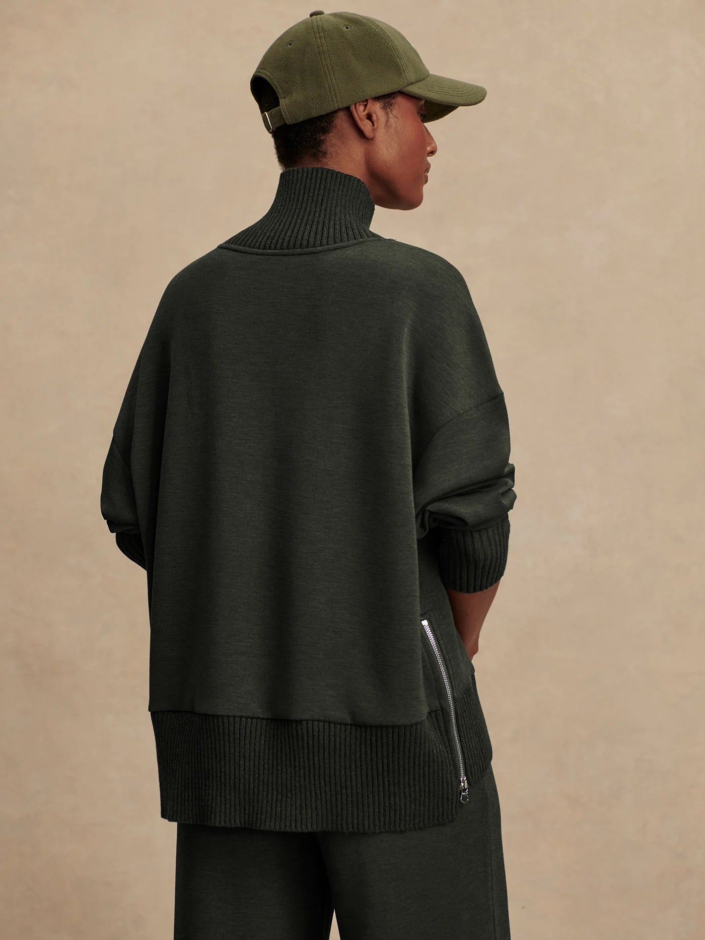 Varley Barker High-Neck Sweat Olive Marl Shirt