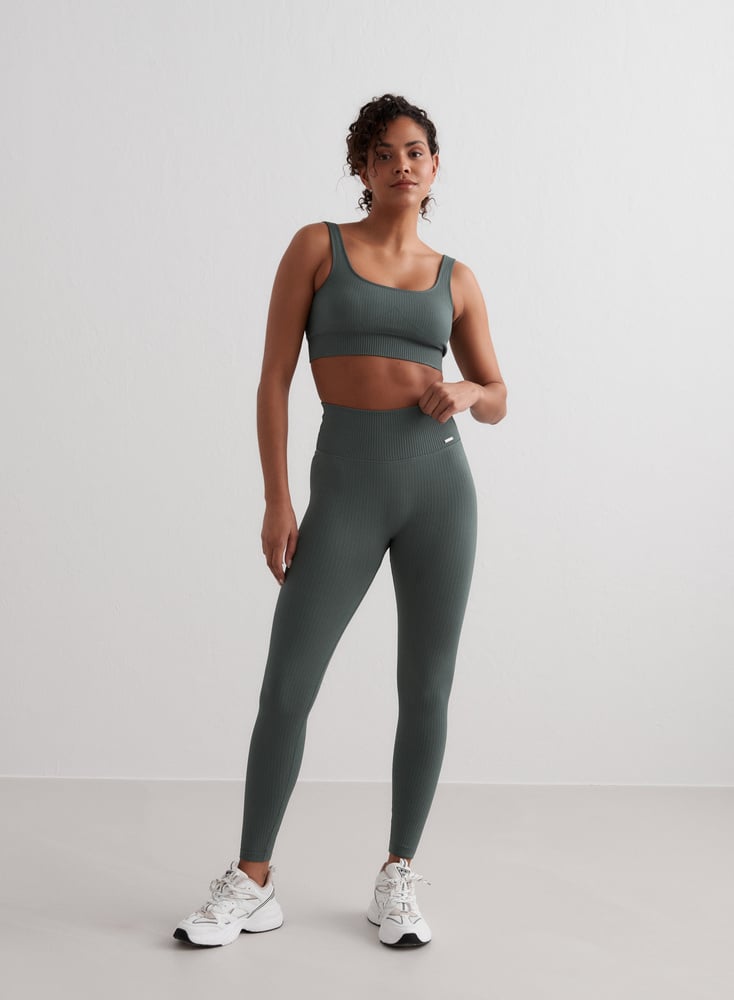 Aimn Ribbed Seamless Tights Sage Tights
