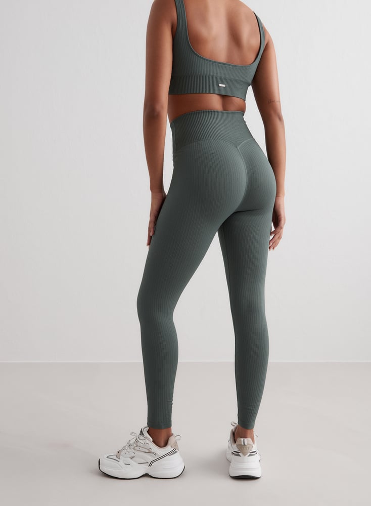 Aimn Ribbed Seamless Tights Sage Tights