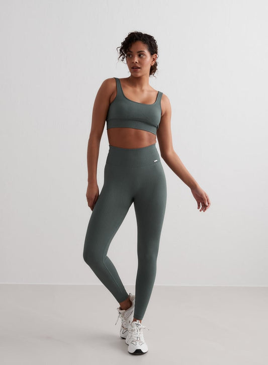 Aimn Ribbed Seamless Tights Sage Tights