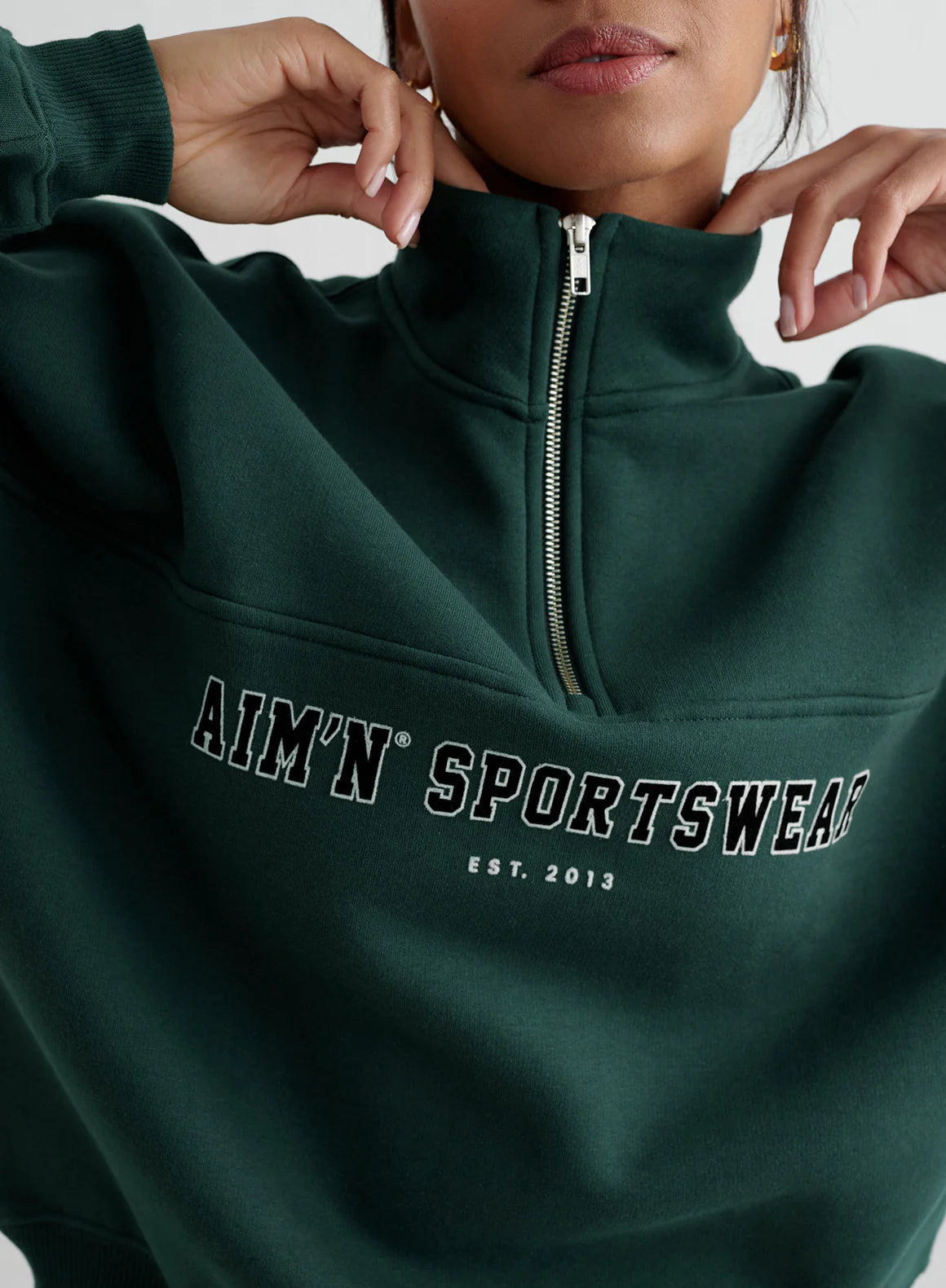 Aimn - Varsity Sweat Half Zip - Weekendbee - sustainable sportswear