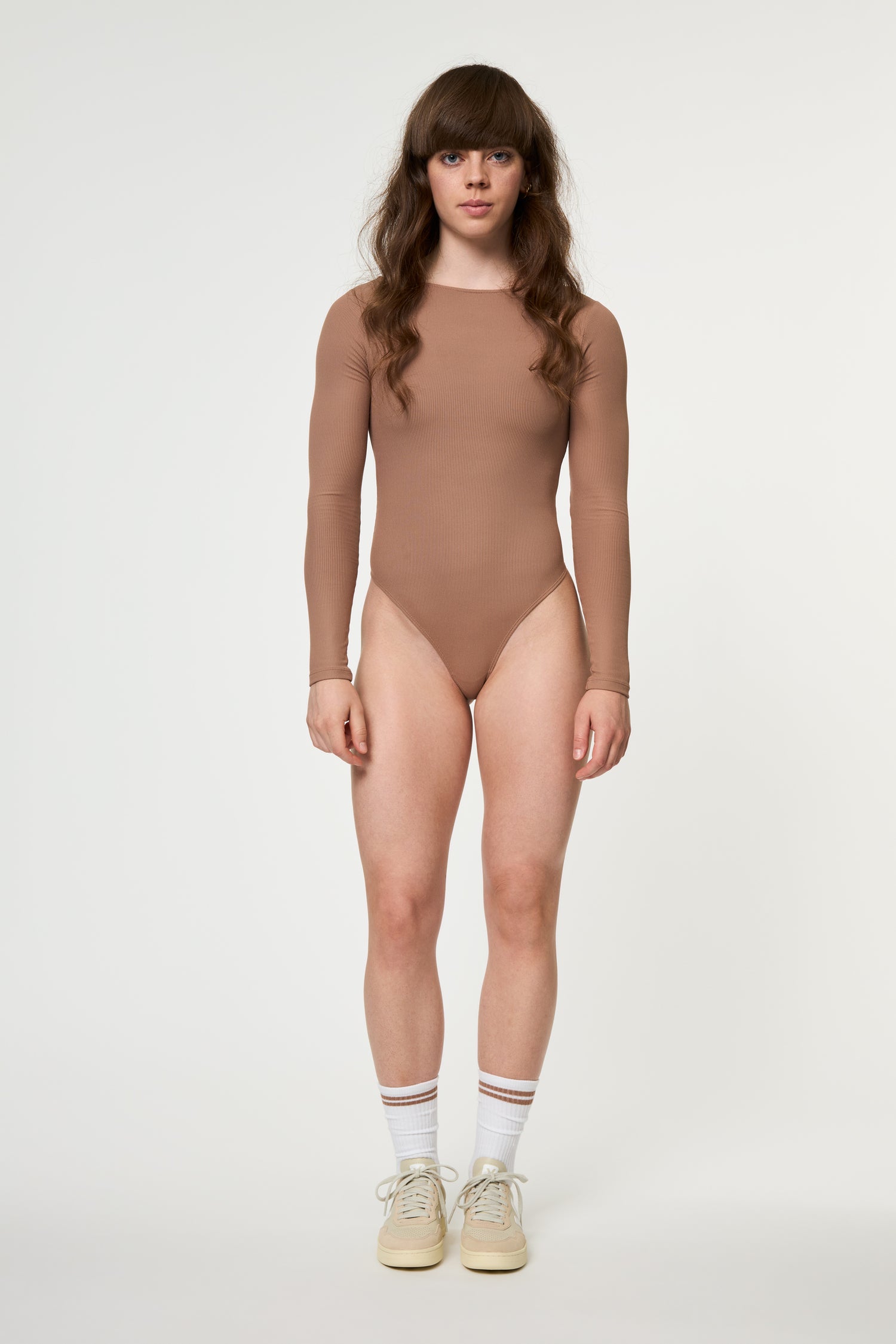 Girlfriend Collective Crew Sock Striped Brownie One size Socks