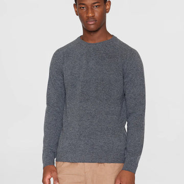 KnowledgeCotton Apparel - M's Lambswool Crew Neck - Weekendbee - sustainable sportswear