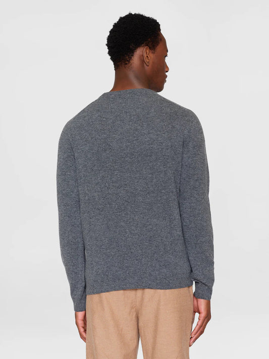 KnowledgeCotton Apparel - M's Lambswool Crew Neck - Weekendbee - sustainable sportswear