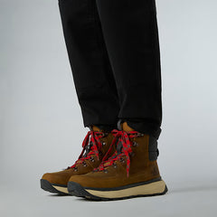 The North Face M's Bergen Leather Waterproof Snow Boots Timber Tan-TNF Red Shoes