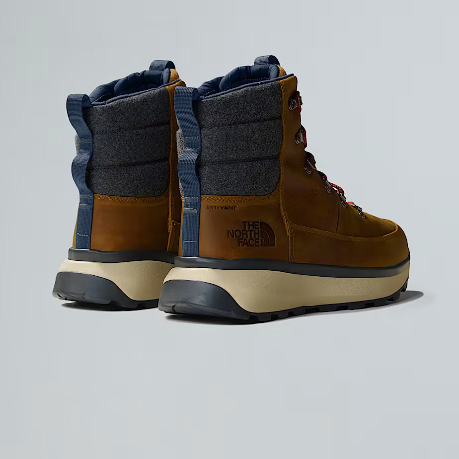 The North Face M's Bergen Leather Waterproof Snow Boots Timber Tan-TNF Red Shoes