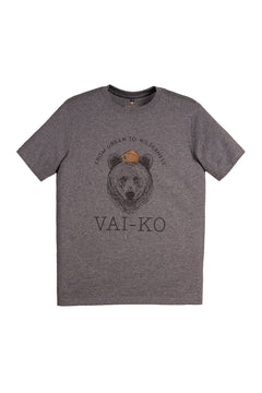 Party Bear T-shirt - Organic Cotton Shirt VAI-KØ Dark Grey Melange M