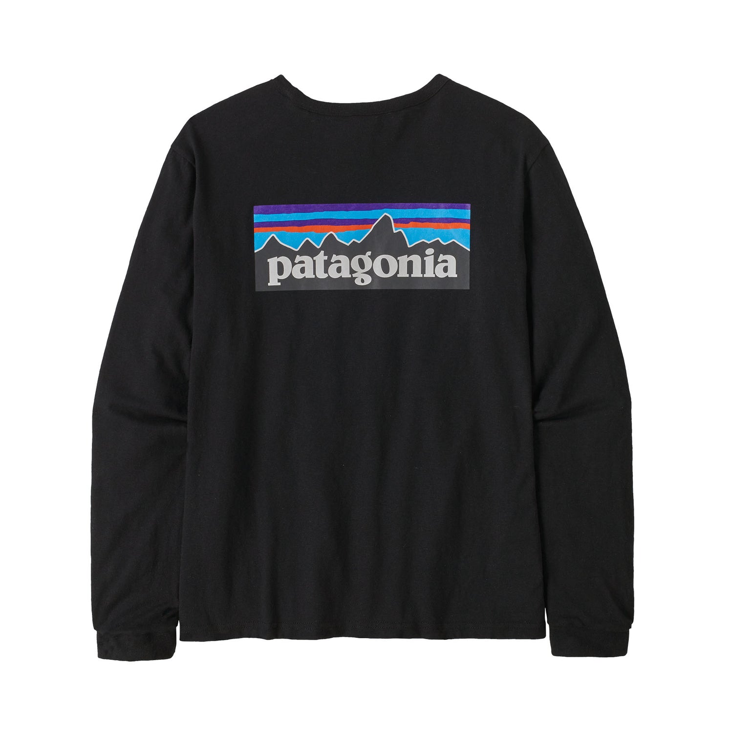 Patagonia W's L/S P-6 Logo Responsibili-Tee - Recycled Cotton & Recycled Polyester Black Shirt