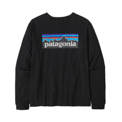 Patagonia W's L/S P-6 Logo Responsibili-Tee - Recycled Cotton & Recycled Polyester Black Shirt