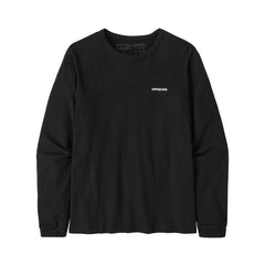 Patagonia W's L/S P-6 Logo Responsibili-Tee - Recycled Cotton & Recycled Polyester Black Shirt