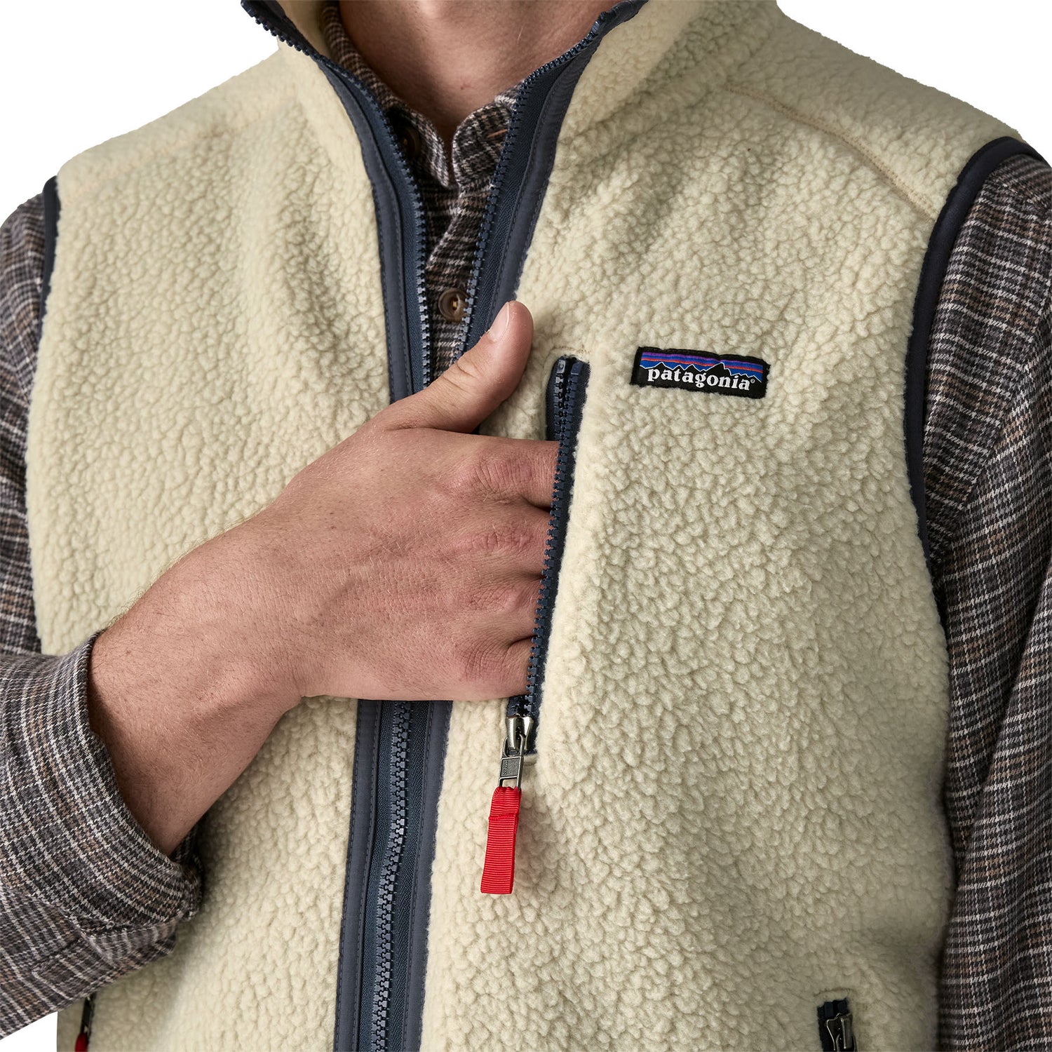 Patagonia M's Retro Pile Vest - Recycled polyester Pelican w Smolder Blue Jacket